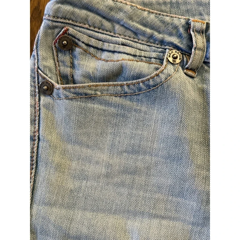 Y2K MEK DNM Cypress Bootcut Flare Jeans Distressed Faded 38x33 Embroidered